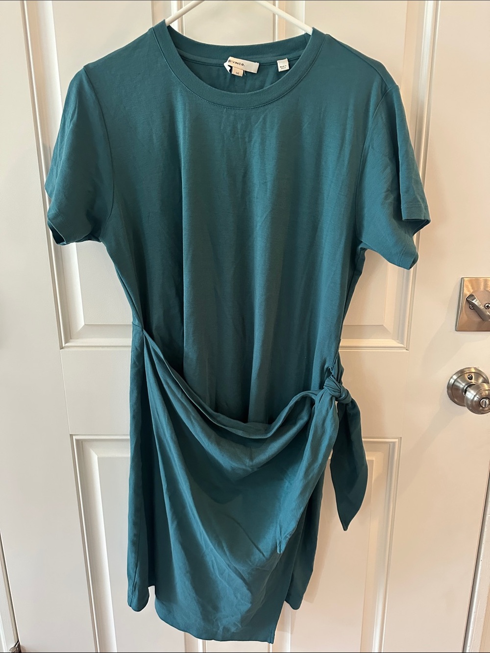 Vince short sleeved tie-waist jersey cotton dress